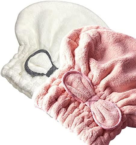 Jseng 2PC Microfiber Hair Drying Caps Large, Extreme Soft & Ultra Absorbent, Fast Drying Turban Hair Wrap Towels Thick Fluffy for Women by Jseng