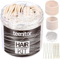 Teenitor Hair Accessories Kit for Woman & Girls: 500pcs Elastic Hair Bands; 30pcs Ponytail Holders, 30pcs Seamless Thick Hair Bands; 40pcs Bobby Hair Pins (Beige) by PERFECTYOURBEAUTY