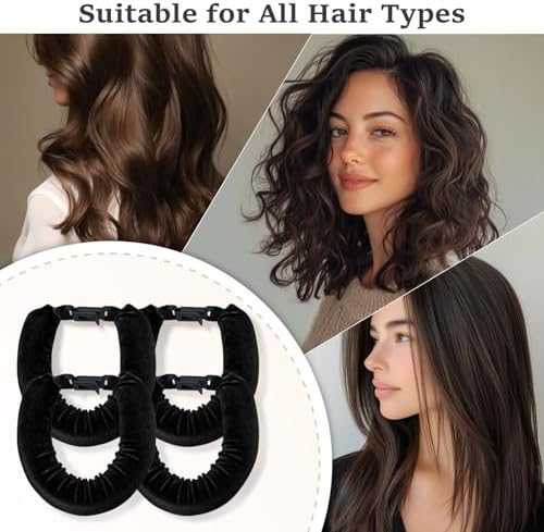 Heatless Hair Curler Set – 4PCS Velvet Overnight Blowout Rods for Heatless Curls, Jumbo Flexible Curling Rods to Sleep In, No Heat Curling Tools for Natural Waves and Curls Black - Image 5