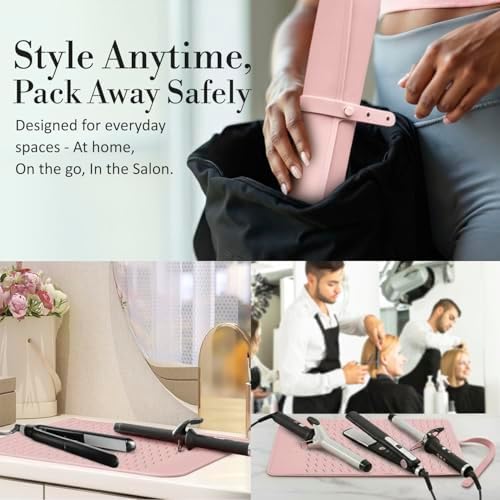 XL Vanity Mat, Heat Resistant Mat for Hair Tools, Vanity Décor, Rose - Image 6
