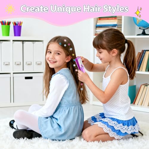 kidzkube Hair Gem Stamper Kit, Bling Hair Jewels for Girls Toys, Hair Styling Tool with Reusable Shining Diamonds, Birthday Gifts Toys for Girls Ages 3 4 5 6 8-12 (Purple) - Image 3