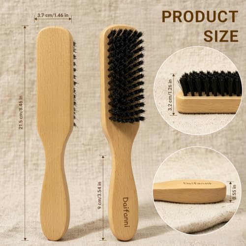 Slick Back Hair Brush with Boar Bristles Wooden Handle Smoothing Brush - Image 2
