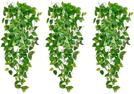 Fake Hanging Plants Vines(3pcs)for Room Decor, Artificial Ivy Greenery Garlands for Home Bedroom Living Aesthetic Kitchen Office Wall Patio Bookshelf,Indoor,Outdoor Farmhouse Decorations(No Basket) by Unknown