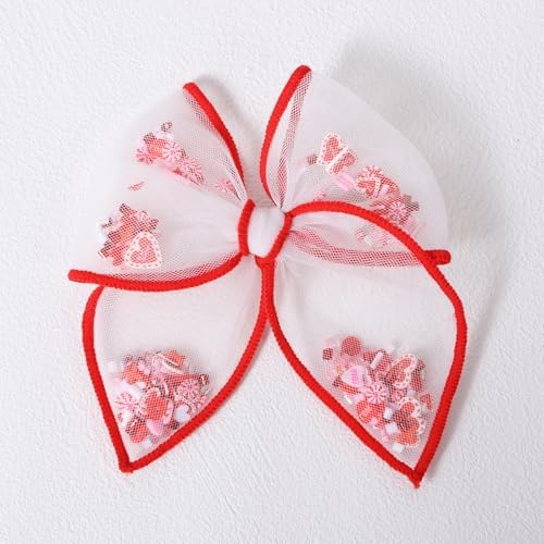 Valentines Hair Bow Gift for Girls Women 4in Red Heart Mesh Tulle Fable Bow Alligator Clips for Teen Toddler Kids Cute Valentine's Day Holiday Party Dress Decoration Accessories - Image 6