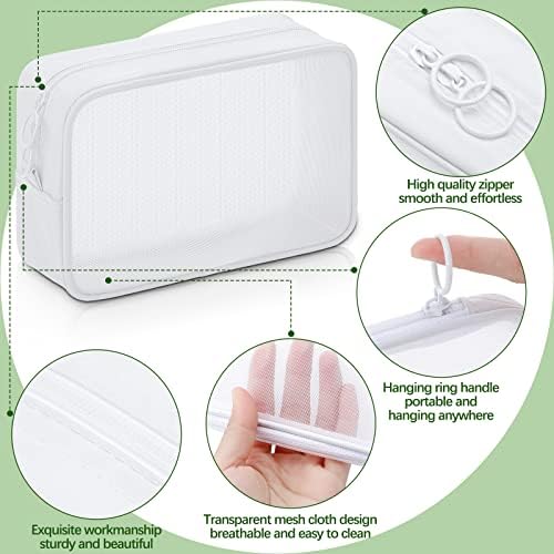 Weewooday 4Pcs Mesh Makeup Bag, White, Small, Large, Medium, Classic - Image 3