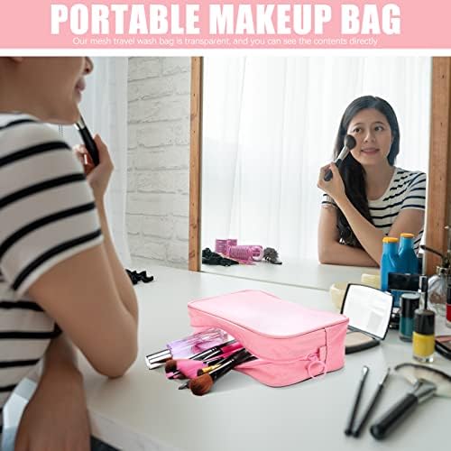 Weewooday 4Pcs Mesh Makeup Bag, Pink, Small, Large, Medium, Classic - Image 6