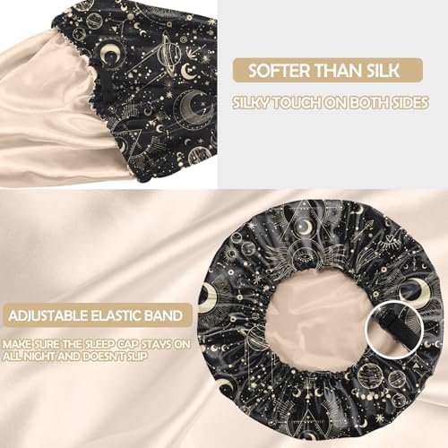 Satin Hair Bonnet Silk Bonnet for Sleeping Double Layer Elastic Adjustable Reusable Cute Aesthetic for Women Girls - Image 3