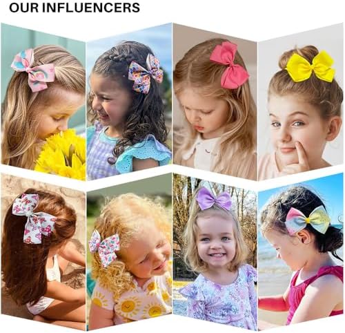 5 Inch Hair Bows for Girls, Colorful Little Girls Hair Bow 18 Pcs - Image 2