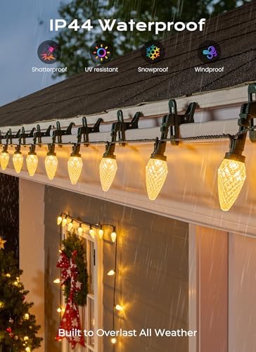 2 Pack 88FT 110 LED C9 Christmas Lights Outdoor Warm White Christmas Lights - Image 4