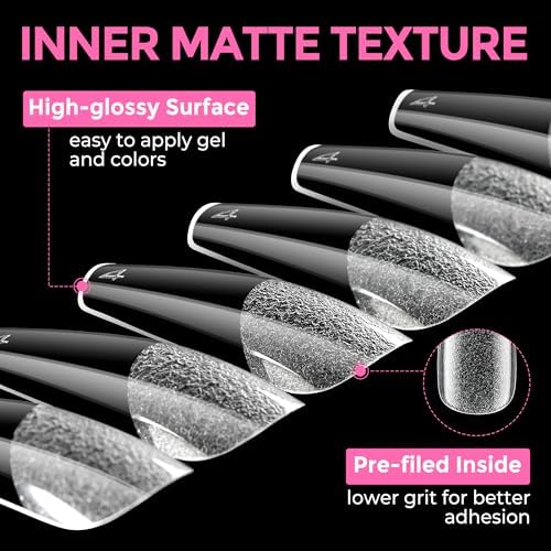 UNA GELLA Long Coffin Nail Tips, 216pcs/12 Sizes Soft Gel Tips - Image 7