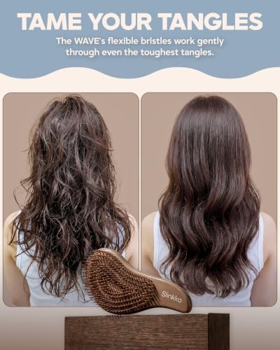 Detangler Brush, Curly Hair Brush for Women, Men & Kids - Wet & Dry Detangling Hair Brush for Curly, Thick, Fine & Wavy Hair - Anti-Breakage Wave Brush, Pain-Free Hairbrush, Smoke Cocoa - Image 4