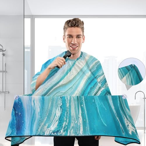 Blueangle Blue Marbling Barber Cape - Adjustable Waterproof Polyester Cape for Hairdresser Styling & Home, 65'' x 55'' - Image 6