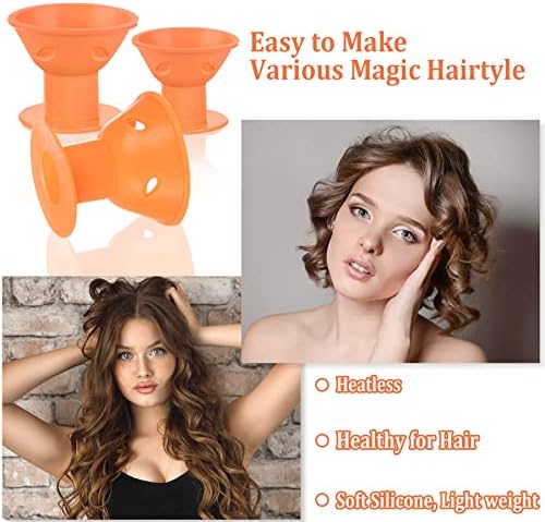 JANYUN 40 Pcs Orange Silicone Hair Rollers Heatless Hair Styling Tools - Image 5