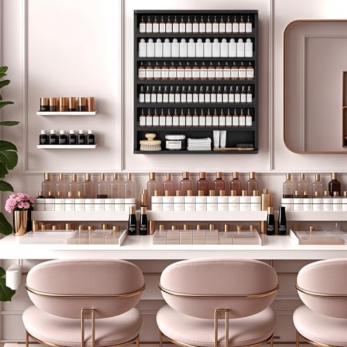 Kikihouse Wood Nail Polish Rack,6 Layers Wall Mount Nail Polish Organizer - Image 7