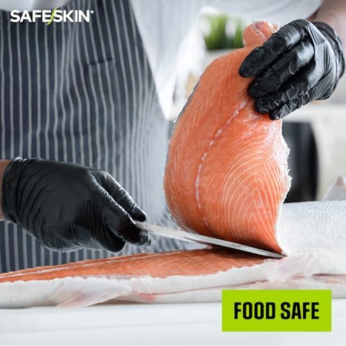SAFESKIN Black Nitrile Disposable Gloves Powder Free Latex Free Tattoo, Food Prep, 3.5 mil - Image 7