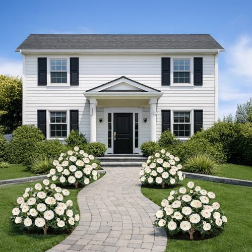 2 Pack 3FT Artificial Camellia Tree with Ground Spike, Full Bloom Fake Camellia Plant Outdoor, Dense Flower Artificial Trees for Front Porch Decor, Patio Garden Yard Decorations, White - Image 7
