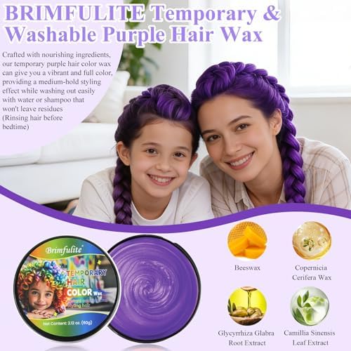 35" Purple Braiding Hair & Purple Hair Wax for Adult Halloween Costume - Image 3
