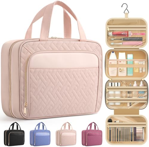 HOTOR Hanging Travel Toiletry Bag Women Men, Pale Pink, Large by HOTOR