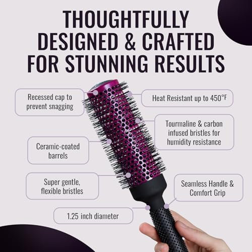 ERGO Super Gentle Round Brush for Blow Out - Salon Quality Hair Styling for Women - Roller for Wet and Dry Hair - Volumizing Care Blowout - ERG33:1.25" - Image 4