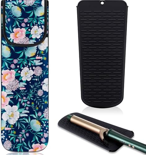 Shappy 2 Pcs Heat Resistant Curling Iron Flat Iron Travel Case,Flower by Shappy