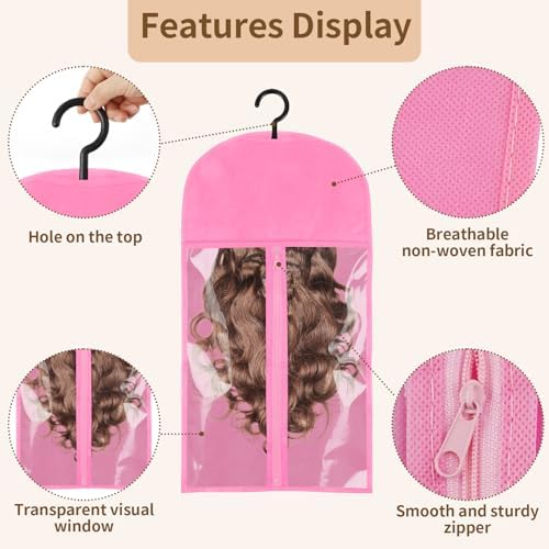 3 Pcs Wig Storage, Wig Bags Storage with Hanger, Hair Extension Holder - Image 3