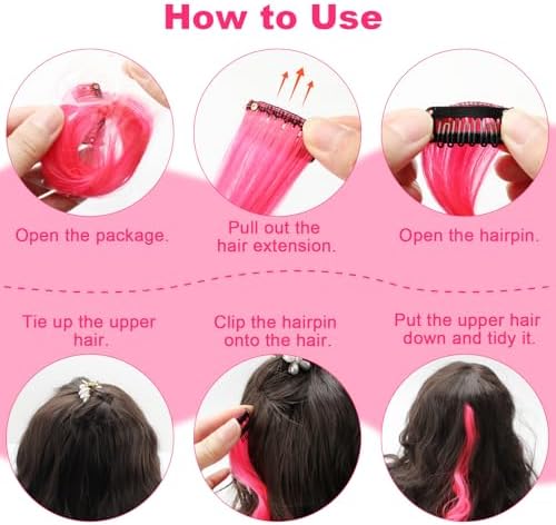 10 Pcs Hot Pink Hair Extensions, Clip-in Curly Hair Accessories Gift, 17 In - Image 4