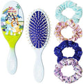 Bluey Hair Accessory 5 Pcs Set - 1 Regular 9 inch Bluey HairBrush For Girls + 4 Bluey Scrunchies For Kids - Accessories For Girls - Detangling Brush - Elastic Hair Ties Ropes Scrunchies Ages 3+ by LUVHERKIDS