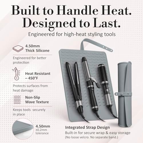 XL Vanity Mat, Heat Resistant Mat for Hair Tools, Vanity Décor, Gray - Image 4