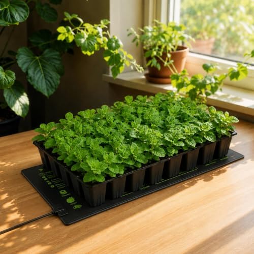 MIXC Seedling Heat Mat 10" x 20.75", with 6 Pack Seed Starter Kit with Grow Light & Vented Humidity Dome Green for Germination, Indoor Gardening, Greenhouse - Image 2