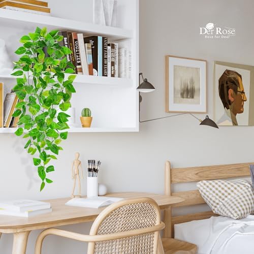 Der Rose 34" Fake Hanging Plant Artificial Pothos Vines Office Shelf Decor - Image 5
