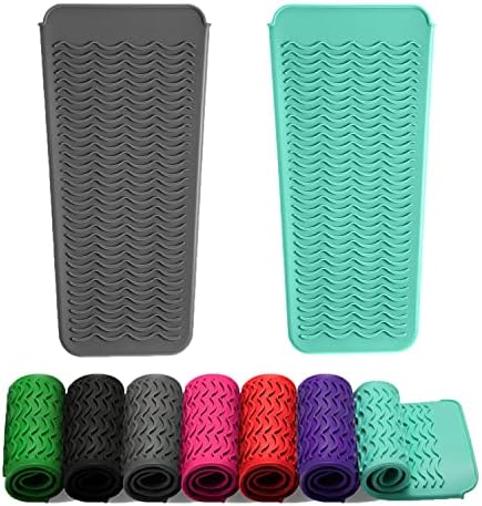 ZAXOP 2 Pack Heat Resistant Silicone Mat Pouch for Flat Iron, Curling Iron,Hair Straightener,Hair Curling Wands,Hot Hair Tools (Mintgreen-Grey) by ZAXOP