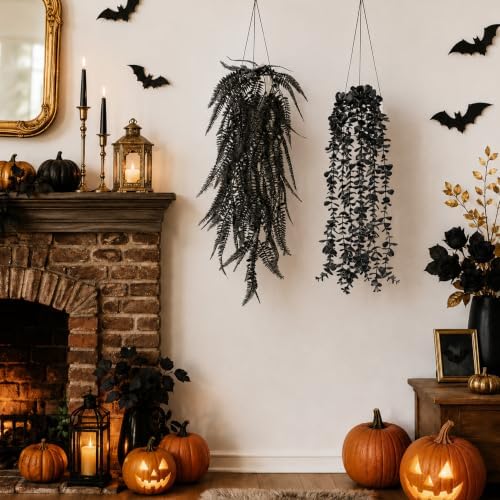 Der Rose 4 Pcs Fake Gothic Plants for Halloween Bathroom Decor Indoor - Image 5