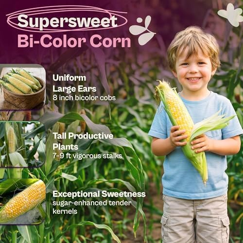 SVI 125 Peaches and Cream Corn Seeds (Zea mays) – Peaches & Cream Super Sweet Corn Seed Packets, Bicolor Sweet Yellow – Non GMO Heirloom Vegetable Seeds Outdoor Vegetable Garden Seed, Home Garden - Image 3