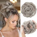 CJL HAIR Large Messy Bun Hair Piece Wavy Curly Scrunchies Synthetic Chignon Ponytail Hair Extensions Thick Updo Hairpieces for Women Polar Silver by CJLHAIR