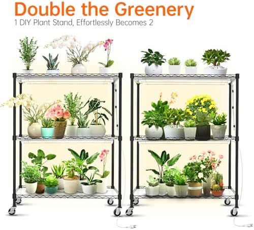DIY Plant Shelf with Grow Light, Adjustable, 29.5x13.8x70.9in - Image 6