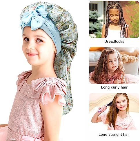 AWAYTR Kids Bonnets for Girls - Satin Long Hair Braid Bonnet for Sleeping - Image 4