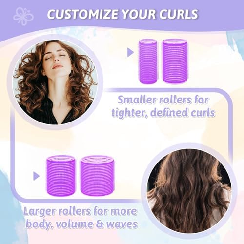 50 Pcs Rollers Hair Curlers Set with 24Pcs Self Grip Hair Rollers 4 Sizes and 24 Pcs Clips for Blowout Look Long Medium Short Thick Hair Volume - Image 6