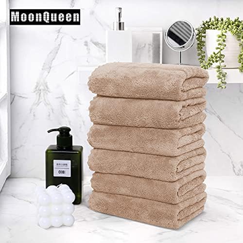 MOONQUEEN 18 Pack Premium Hand Towels - Quick Drying - Microfiber Coral Velvet Highly Absorbent Towels - Multipurpose Use as Hotel, Bathroom, Shower, Spa, Hand Towel 16 x 28 inches (Brown) - Image 5