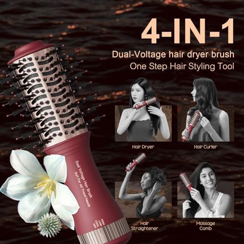 Christmas Gift for Womans-Dual Voltage Hair Dryer Brush,Travel Hair Dryer,Dual Voltage Blow Hair Dryer Brush,European Blow Hair Dryer,110~240V Mini Portable Size for International Travel - Image 4
