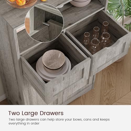 Iwell Bathroom Storage Cabinet with 2 Drawers, Small Kitchen Pantry Cabinet - Image 6