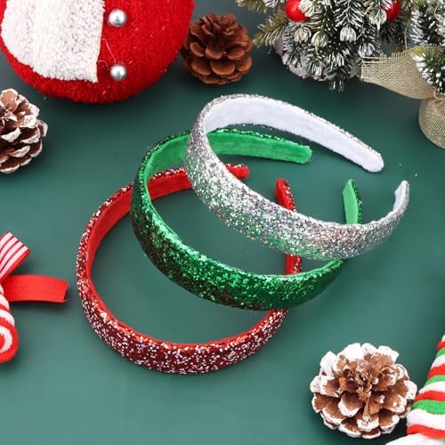 Headbands for Girls, 3 Pack Glitter Christmas Girls Headbands - Image 6