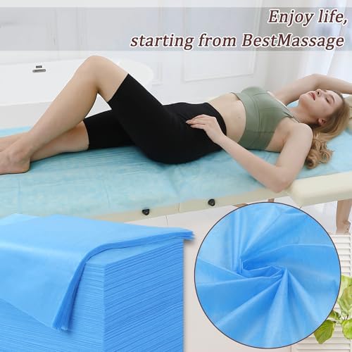 Disposable Bed Sheets 200 Pcs 31" x 71" Massage Table Sheets Non Woven Fabric SPA Bed Cover Breathable for Massage Beauty Tattoos(Blue) - Image 3
