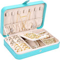 LANDICI Small Jewelry Box for Women Girls, PU Leather Travel Jewelry Organizer Case, Portable Jewellery Storage Holder Display for Ring Earrings Necklace Bracelet Bangle Watch Men Kids Gift, Lake Blue by LANDICI
