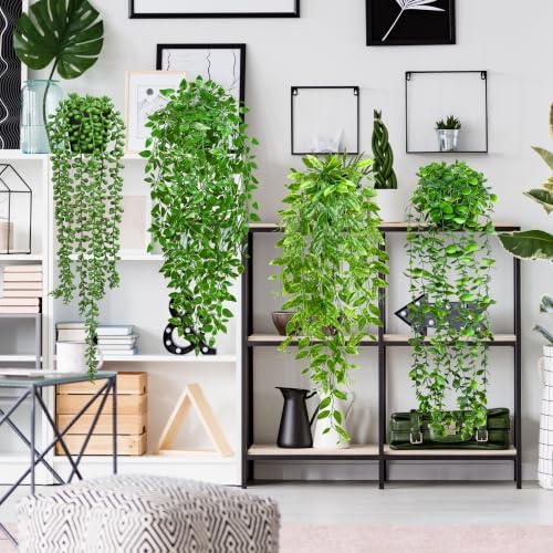 Palonu 4Pcs Artificial Hanging Plants with Cascading Faux Vines - Image 6