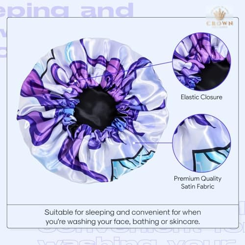 Silky Design Bonnet with Elastic Soft Band Adjustable Women and Men Bonnets for Sleeping Comfortable Satin Fabric (White Gear5) - Image 3