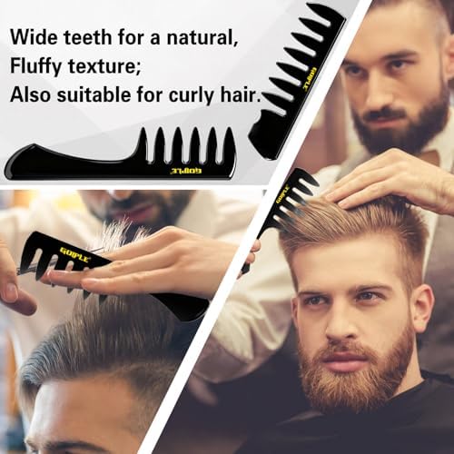 Hair Styling Combs Set Wide Tooth Texture Comb For Men, Christmas Gift for Men Barber Brush Comb Set Barber Tools for All Types | Hair Styling Powder for Mens Texture Powder Flexible Hold Matte Finish - Image 6