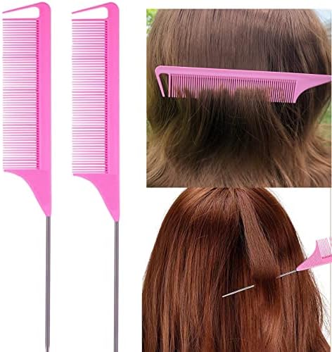 ZVOREI 8Pcs Hair Brushes Set wit, Pink 4Pcs Topsy Hair Tail Tools - Image 5