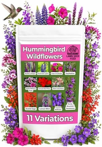 Hummingbird Wildflower Seed Mix (2oz) Bright, Nectar-Rich Blooms that Attract Hummingbirds & Pollinators by LawnSeedFeed