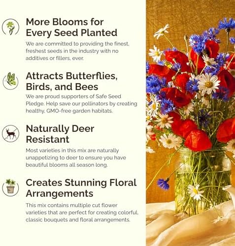 Eden Brothers Back to Basics Flower Mixed Seeds for Planting, 5 lb, 2,400,000+ Seeds with Cornflower Tall Blue, Corn Daisy, Attracts Pollinators, Plant in Spring or Fall, Zones 3, 4, 5, 6, 7, 8, 9, 10 - Image 4