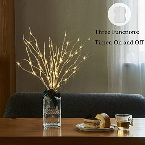 Birchlitland Lighted Birch Branches with Timer Battery Operated 18IN 70L Warm White LED Fairy Lights, Artificial Decorative Branch Lights for Home and Holiday Decoration Indoor Outdoor - Image 2